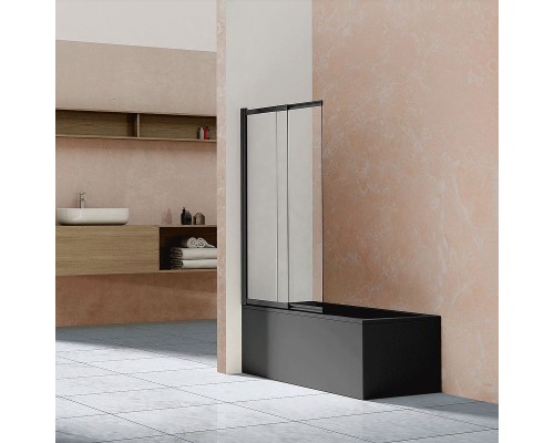 Шторка на ванну Vincea VSB 100х145 VSB-1E100CLB профиль Черный матовый стекло прозрачное