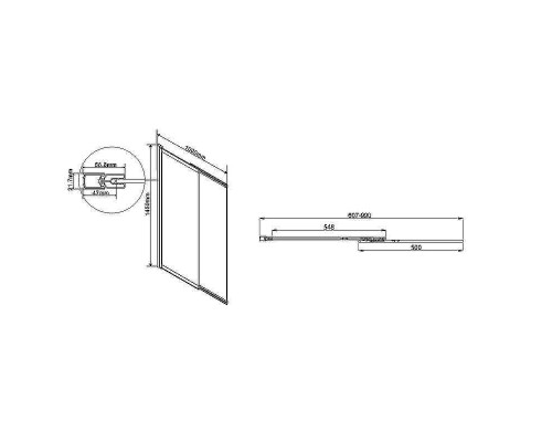 Шторка на ванну Vincea VSB 100х145 VSB-1E100CLB профиль Черный матовый стекло прозрачное
