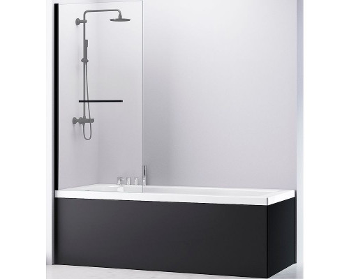 Шторка на ванну Abber Immer Offen 80х140 AG70080B профиль Черный стекло прозрачное