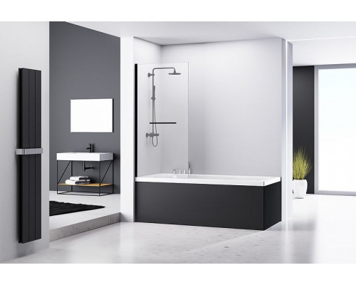 Шторка на ванну Abber Immer Offen 80х140 AG70080B профиль Черный стекло прозрачное