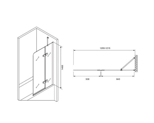 Шторка на ванну Abber Ewiges Wasser 120х140 AG51120 профиль Хром стекло прозрачное