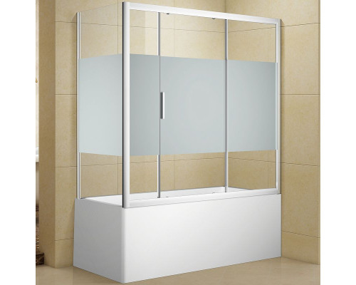 Шторка на ванну Aquanet Practic 150х75 254246 профиль Хром стекло прозрачное с шелкографией