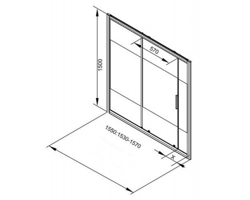 Шторка на ванну Aquanet Practic AE10-B-155H150U-CP 155 273601 профиль Хром стекло прозрачное с шелкографией
