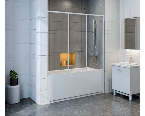 Шторка на ванну Bas Рио 105 ШТ00049 профиль Белый пластик прозрачный