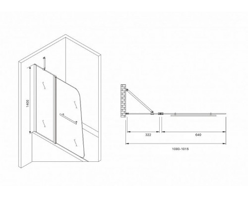 Шторка на ванну Abber Ewiges Wasser 100х140 AG50100 профиль Хром стекло прозрачное