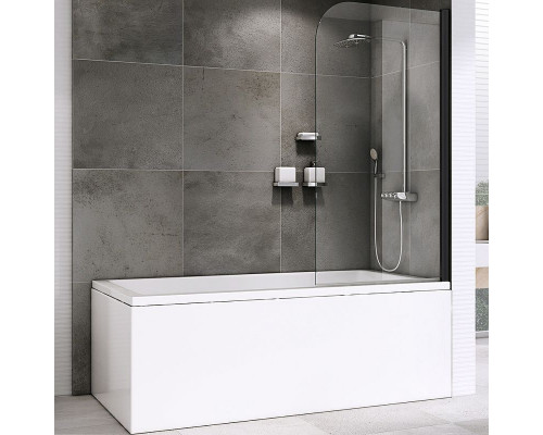 Шторка на ванну Abber Ewiges Wasser 100х140 AG52100B профиль Черный стекло прозрачное