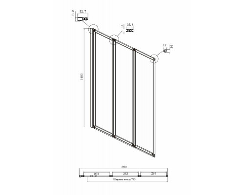 Шторка на ванну Ambassador Bath Screens 90х140 16041113 профиль Хром стекло прозрачное