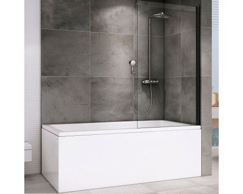 Шторка на ванну Abber Immer Offen 80x140 AG71080B профиль Черный стекло прозрачное