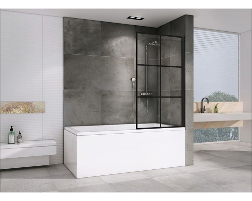 Шторка на ванну Abber Immer Offen 80x140 AG72080B профиль Черный стекло прозрачное