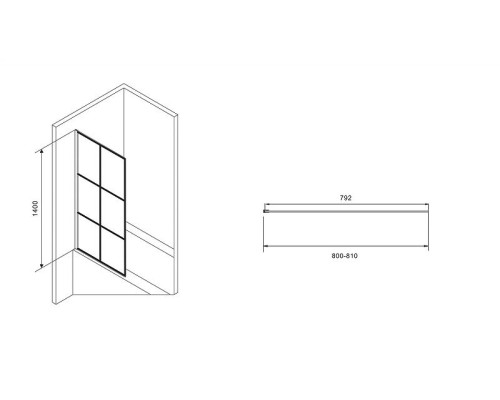 Шторка на ванну Abber Immer Offen 80x140 AG72080B профиль Черный стекло прозрачное