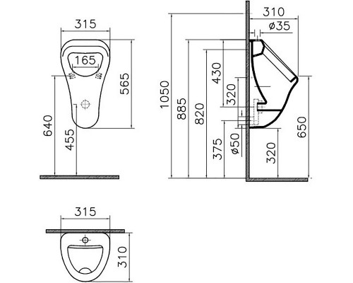 Писсуар Vitra Arkitekt 6202B003-0198 подвесной Белый
