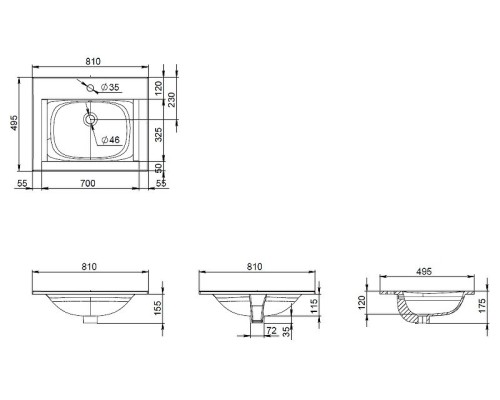 Раковина AM.PM Spirit V2.0 81 M70AWCC0802WG Белая