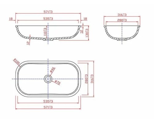 Раковина Montebianco Loreto Sesto 57 13217 Белая матовая