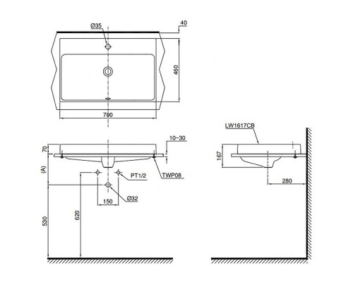 Раковина Toto MH 70 LW1617C Белая