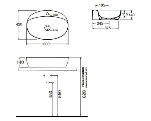 Раковина Azzurra Elegance Circle 60 ELLA060420CMBI/(ECI60M bi)x1 Белая