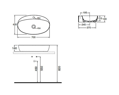 Раковина Azzurra Elegance Circle 70 ELLA070420CMBI/(ECI70M bi)x1 Белая