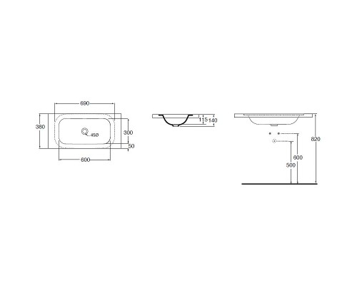 Раковина Azzurra Glaze 69 GLLT06938000BI (GLZ 69x38/SP bi) Белая