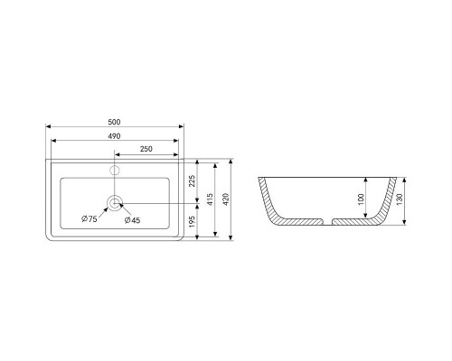Раковина Abber Rechteck 50 AC2203 Белая