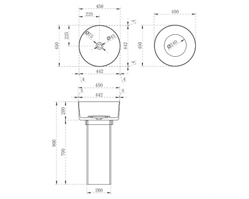Раковина Abber Kristall 45 AT2702Opal Коричневая