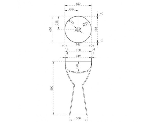 Раковина Abber Kristall 45 AT2703Onyx Черная