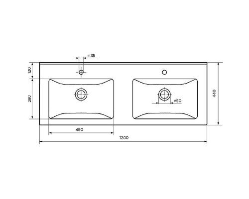 Раковина Marka One Duo 120 Polytitan У99050 двойная Белая