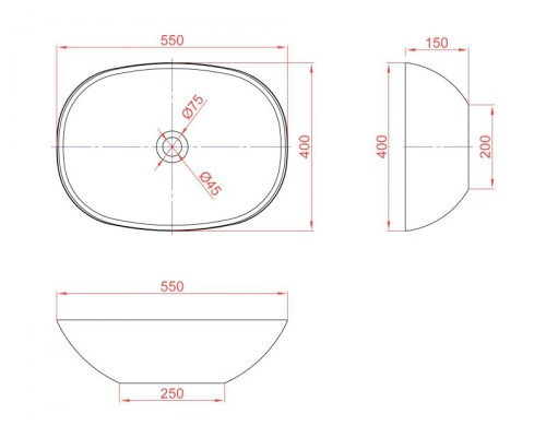 Раковина-чаша Montebianco Loreto Cinque 400 55 12023 Белая