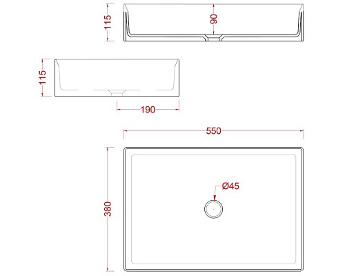Раковина-чаша Artceram Scalino 55 SCL002 17 00 Черная матовая