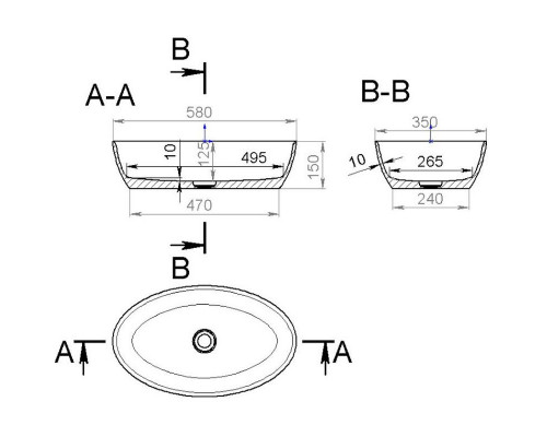 Раковина 58x35 см Salini S-Sense Alda 01 110611G