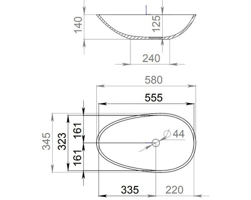 Раковина 58x34,5 см Salini S-Sense Paola 1101101G