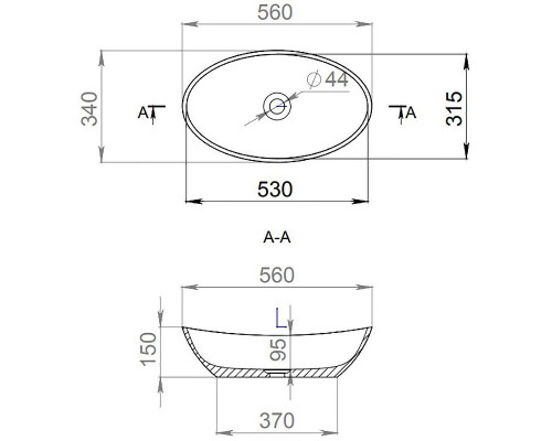 Раковина 56x34 см Salini S-Sense Noemi 1101103G