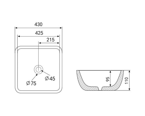 Раковина-чаша Abber Rechteck 43 AC2205 Белая