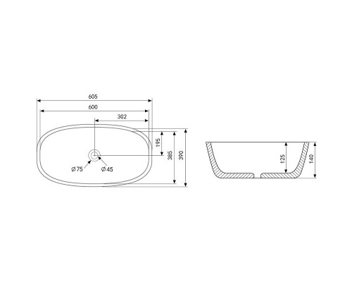 Раковина-чаша Abber Rechteck 60 AC2206 Белая