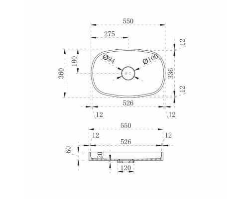 Раковина-чаша Abber Stein 55 AS2601 Белая