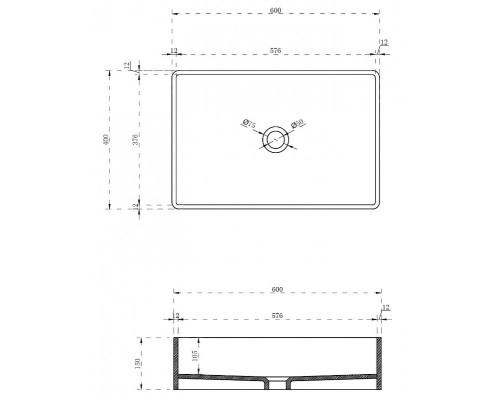 Раковина-чаша Abber Kristall 60 AT2803Onyx Черная