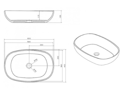 Раковина-чаша Abber Kristall 60 AT2805Opal Коричневая