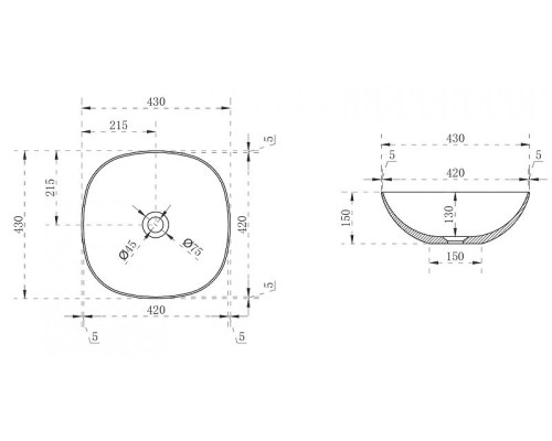 Раковина-чаша Abber Kristall 43 AT2806Onyx Черная