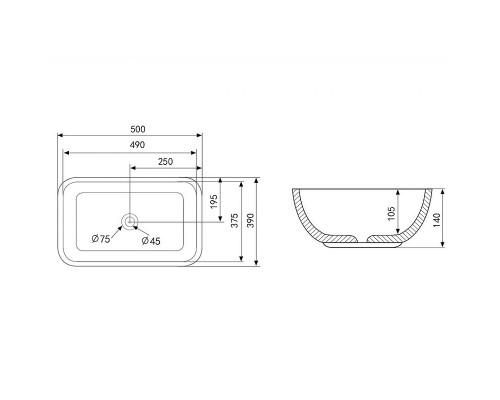 Раковина-чаша Abber Rechteck 50 AC2202MBE Светло-бежевая матовая