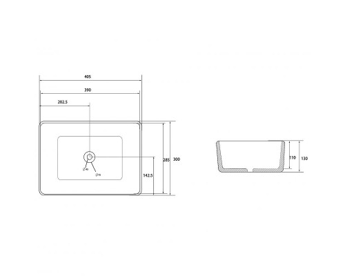 Раковина-чаша Abber Rechteck 40 AC2213MB Черная матовая
