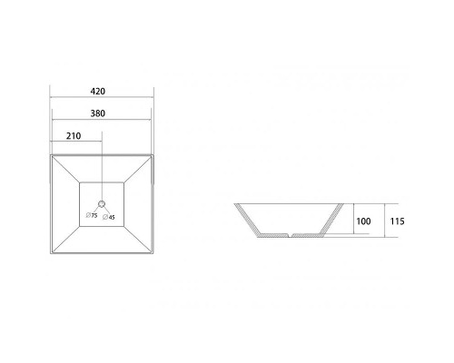 Раковина-чаша Abber Rechteck 42 AC2214MB Черная матовая