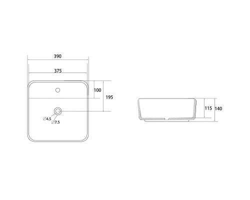 Раковина-чаша Abber Rechteck 42 AC2214 Белая