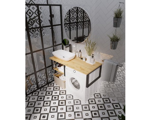 Столешница под раковину 1MarKa Grunge Loft 120 Ц0000004100 над стиральной машиной Дуб вотан