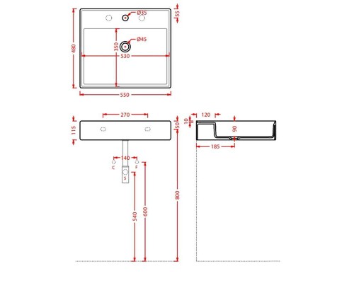 Раковина Artceram Scalino 55 SCL007 05 00 Белая матовая