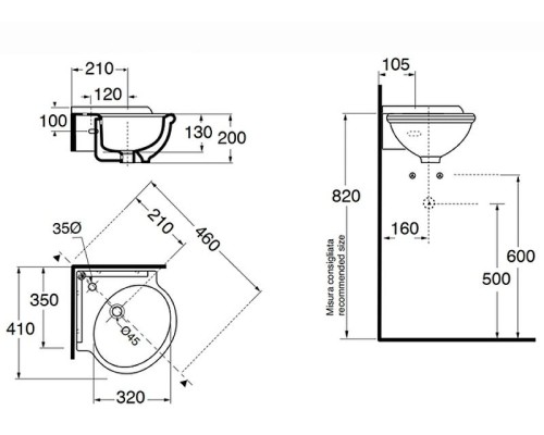Раковина Azzurra Jubilaeum 35 JULS0353500MBI (JUB35/AN bi)x1 Белая