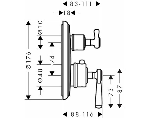Переключатель потоков Axor Montreux 16830000 Хром