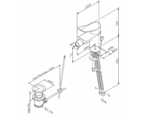 Смеситель для биде AM.PM X-Joy F85A83100 с донным клапаном Хром