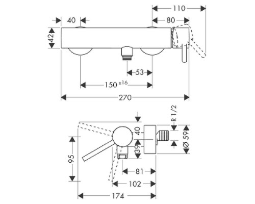 Смеситель для душа Axor Starck 10611000 Хром