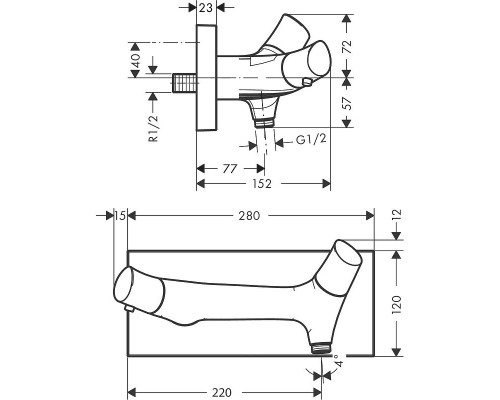 Смеситель для душа Axor Starck Organic 12602000 с термостатом Хром