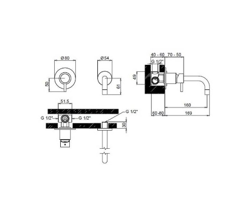 Смеситель для раковины Margaroli Moderna RU2002AA01CR Хром