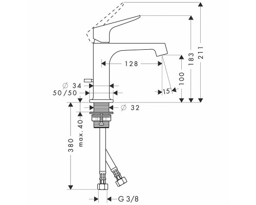 Смеситель для раковины Axor Citterio M 34010000 Хром