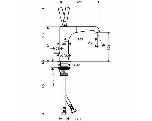 Смеситель для раковины Axor Citterio E 36100000 Хром